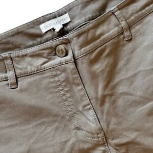Eileen Fisher Organic Cotton Stretch Cropped Chino Pants Taupe Size S S2K0-4 Tan